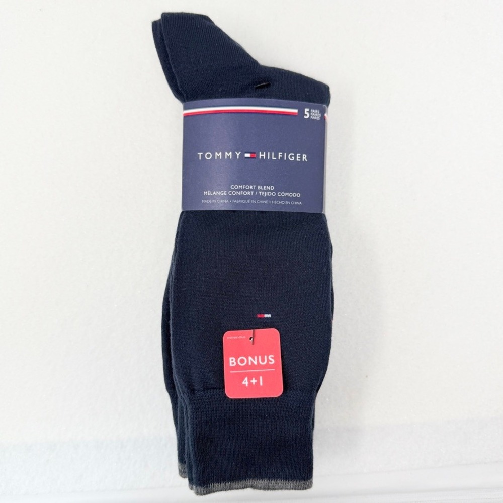 Tommy Hilfiger Mens Dress Socks 5 Pair Pack Navy Blue Comfort Blend Size 7-12